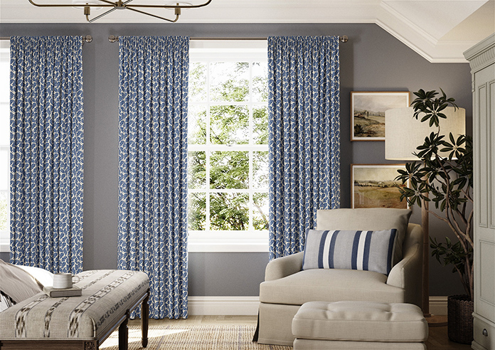 Land & Shore Oak Leaf, Blue - Made to Measure Curtains - Image 3
